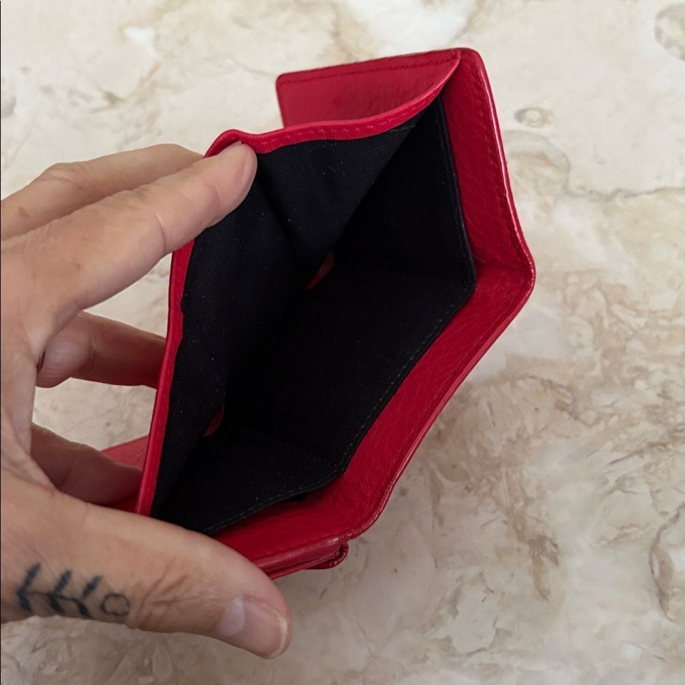 Balenciaga Papier Mini Tri-Fold Wallet Red Leather - Picture 10 of 13